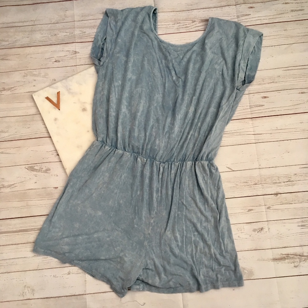 lani california womens l blue romper open back boh